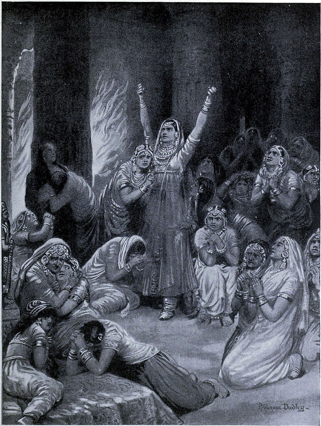 The Rajput ceremony of Jauhar, 1567, as depicted by Ambrose Dudley in Hutchinsons History of the Nations, c.1910. Image credit: Ambrose Dudley (1867–1951) United States public domain
