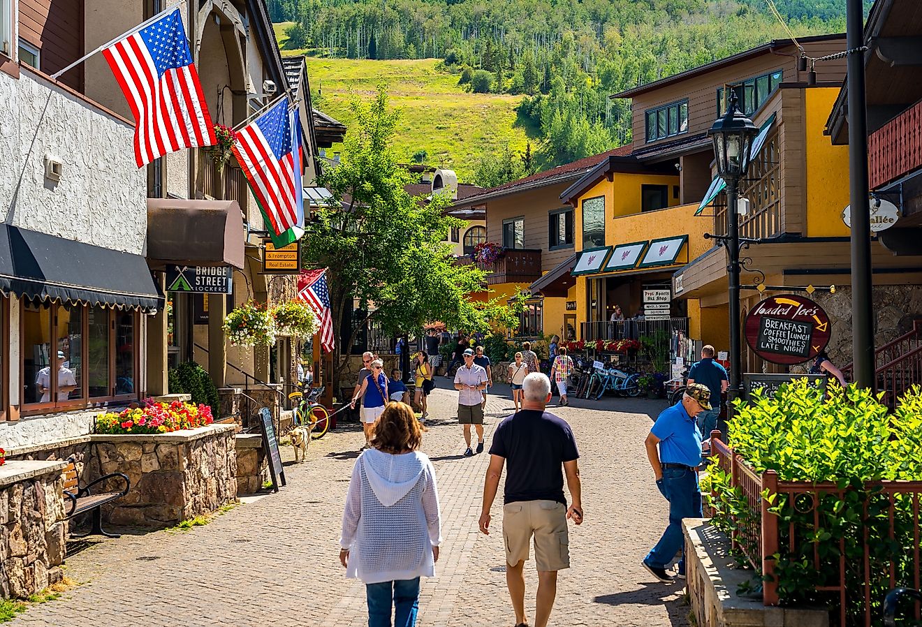 Downtown street in Vail, Colorado. Image credit Alex Cimbal via Shutterstock