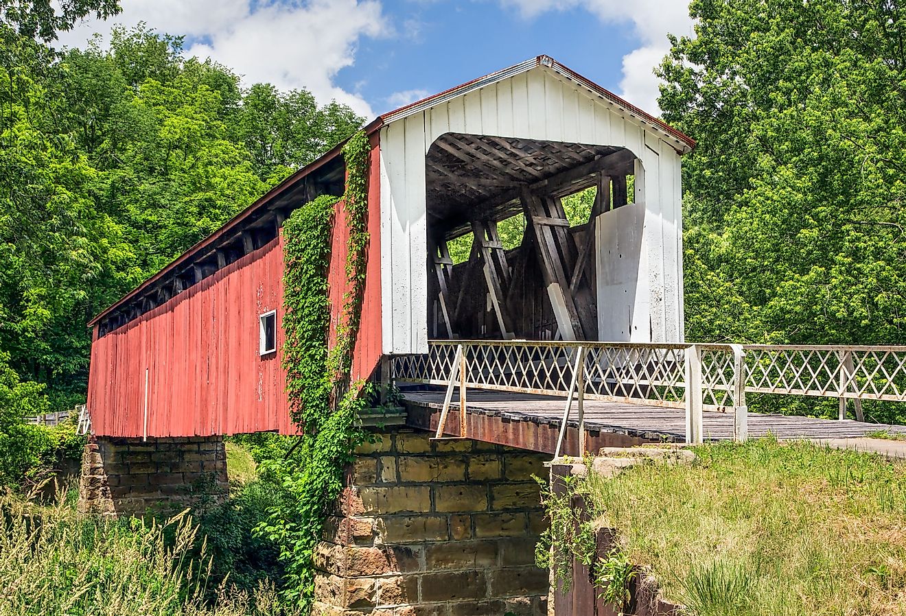 Also known as the Hildreth Covered Bridge or Lafaber's Mill Bridge, the historic Hills Covered Bridge crosses the Little Muskingum River near Marietta in Washington County, Ohio.