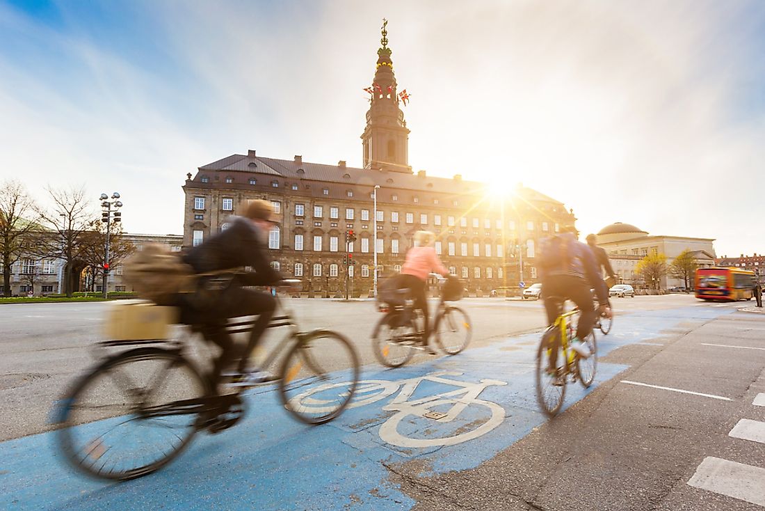 Biking commuters in Copenhagen, the national capital of Denmark.