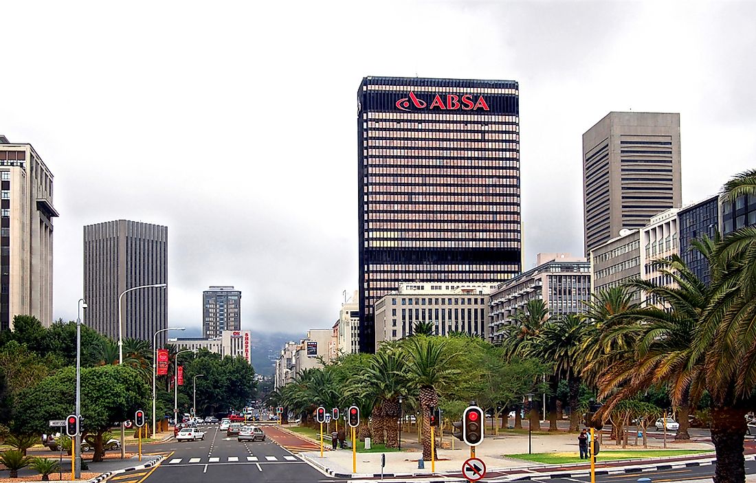 Absa Group building, the second-largest bank in Africa, in Cape Town, South Africa. Editorial credit: Nataly Reinch / Shutterstock.com