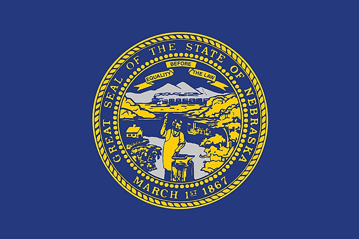 The state flag of Nebraska features the state seal.