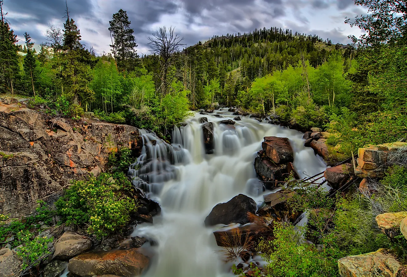 Sinks Canyon waterfall in Lander, Wyoming.