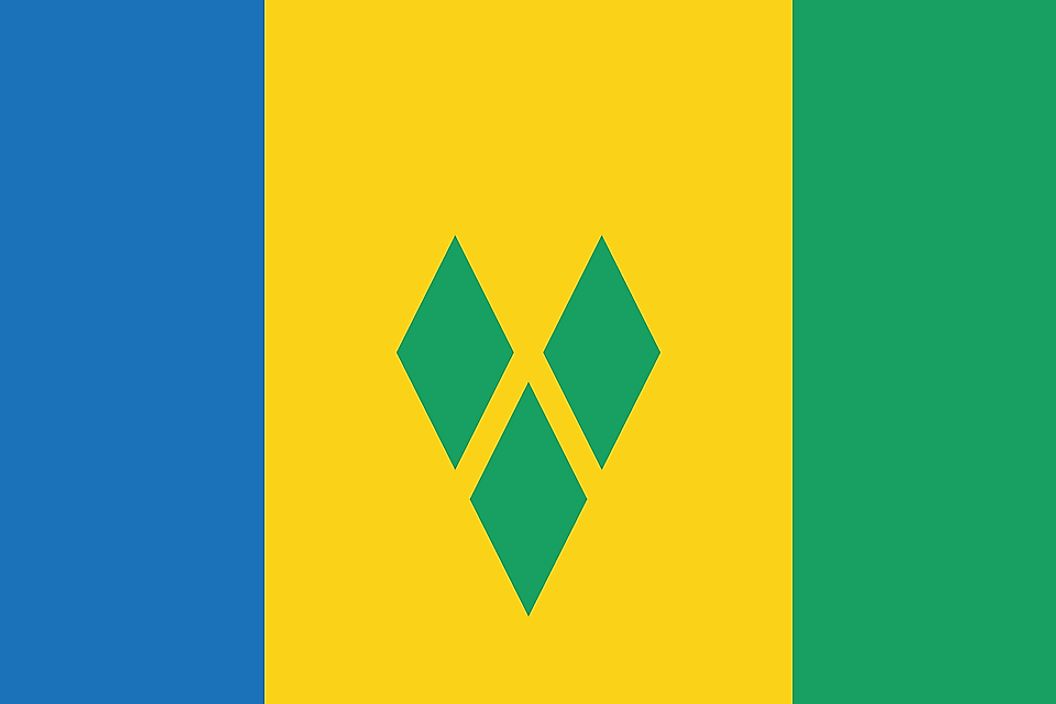 The flag of Saint Vincent and the Grenadines.