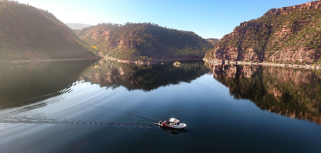 Boat Trolling on Flaming Gorge Reservoir