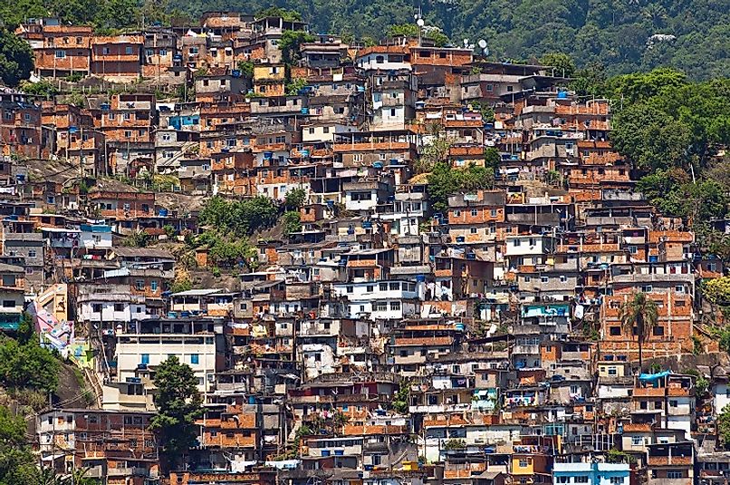 A crowded favela on the outskirts of Rio de Janeiro.