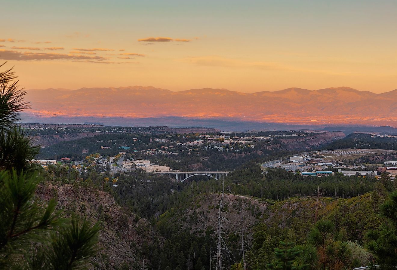 Town of Los Alamos, New Mexico and the Omega Bridge.