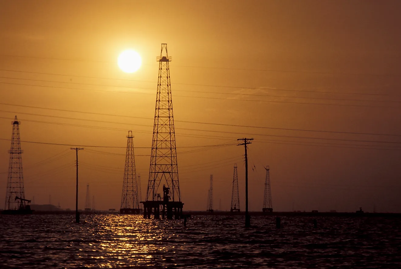 Petroleum drilling in Lake Maracaibo, Venezuela. 