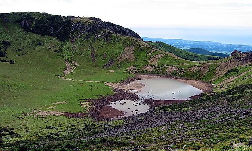 Crater lakes on the volcano of the Hallasan National Park.