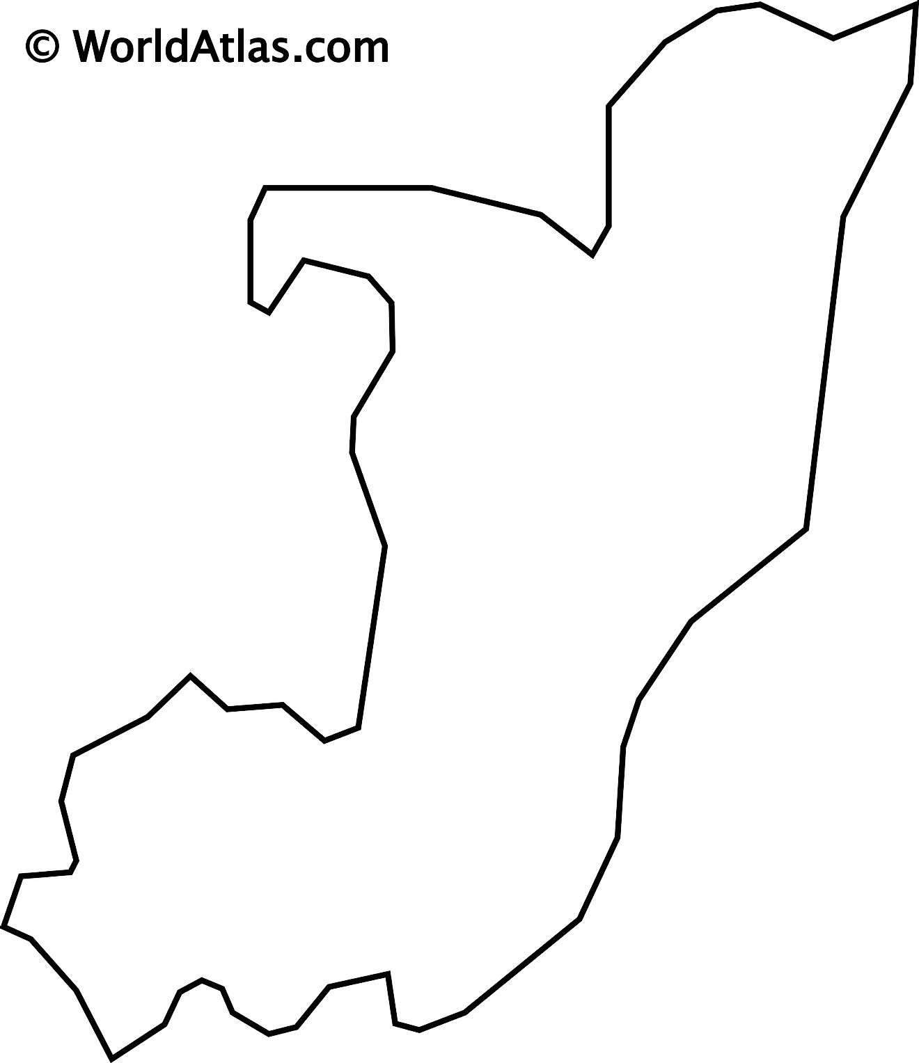 Mapa de contorno en blanco del Congo