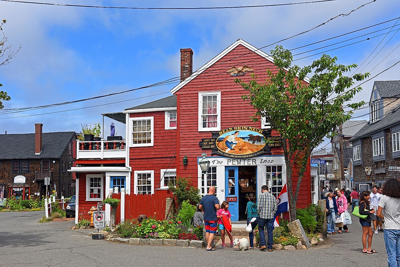 Historic Gallery on Bearskin Neck in downtown Rockport, Massachusetts, USA. Editorial credit: Wangkun Jia / Shutterstock.com