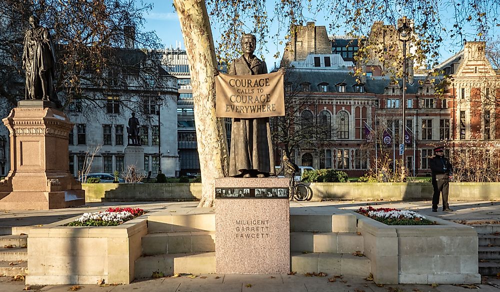 Commemorative statue of Millicent Fawcett in London. Editorial credit: pxl.store / Shutterstock.com