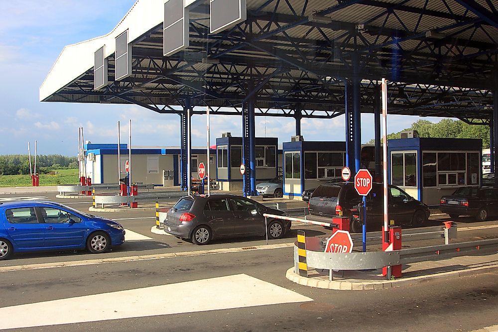 A border crossing point in Serbia. 