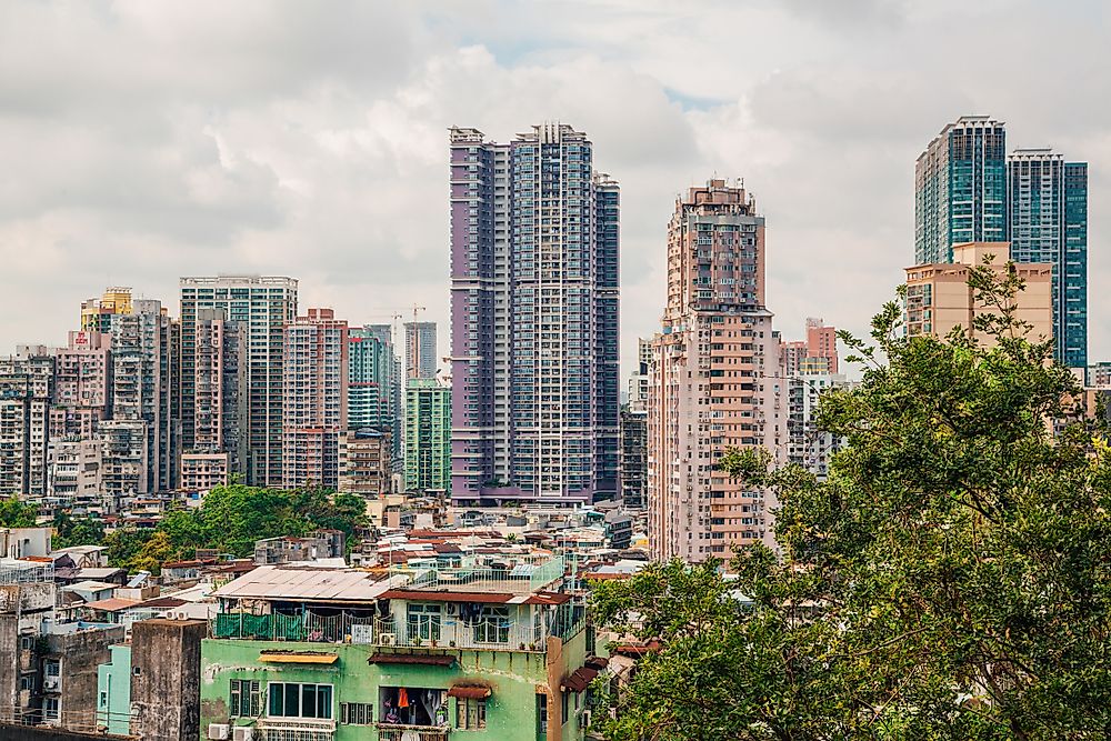 Residential skyscrapers tower high over the landscape of Macau. Editorial credit: Ingus Kruklitis / Shutterstock.com.