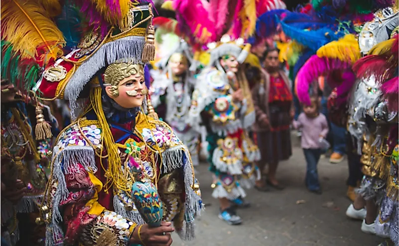 Colorful celebrations at a traditional festival in Chichicastenango, Guatemala.