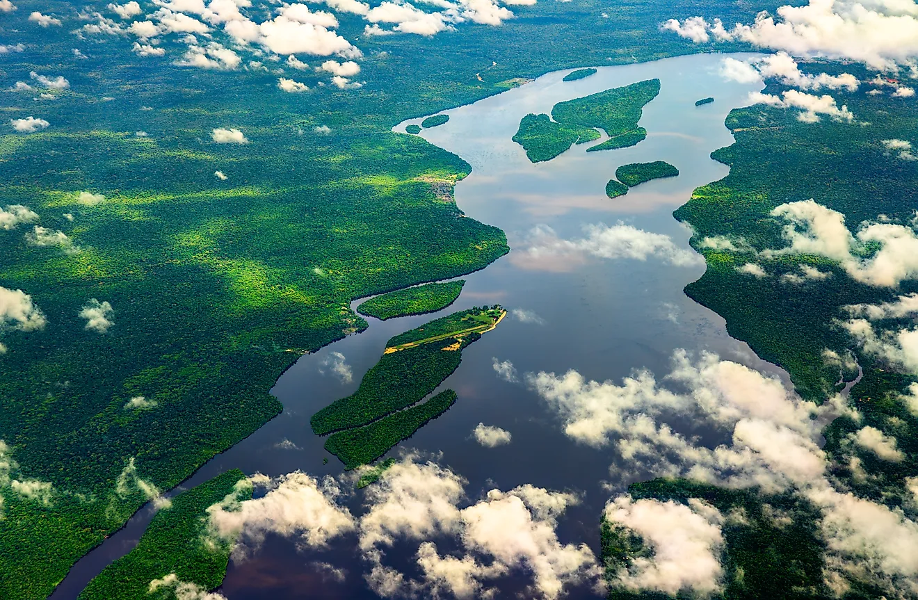 The Essequibo river in the Amazon rainforest of Guyana, South America.