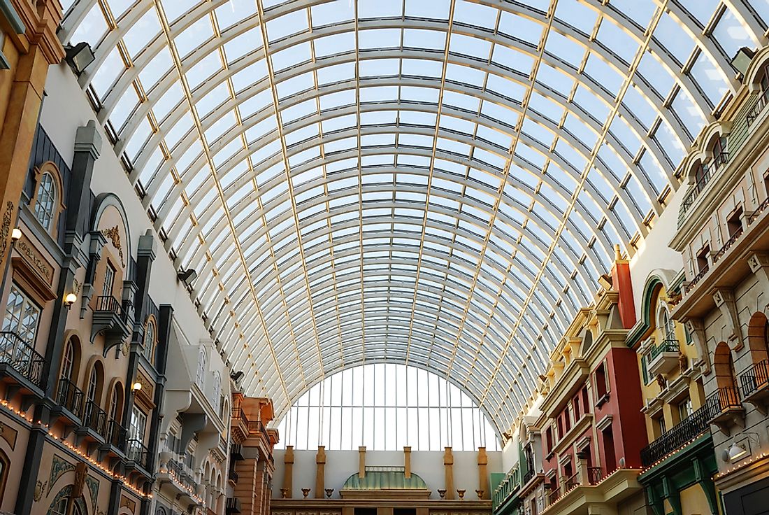 The interior of a section of the large West Edmonton Mall. 