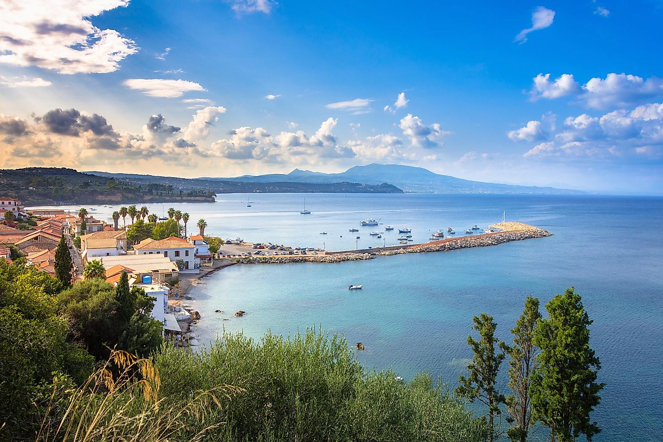 The town of Koroni on the shores of the Gulf Of Messinia.