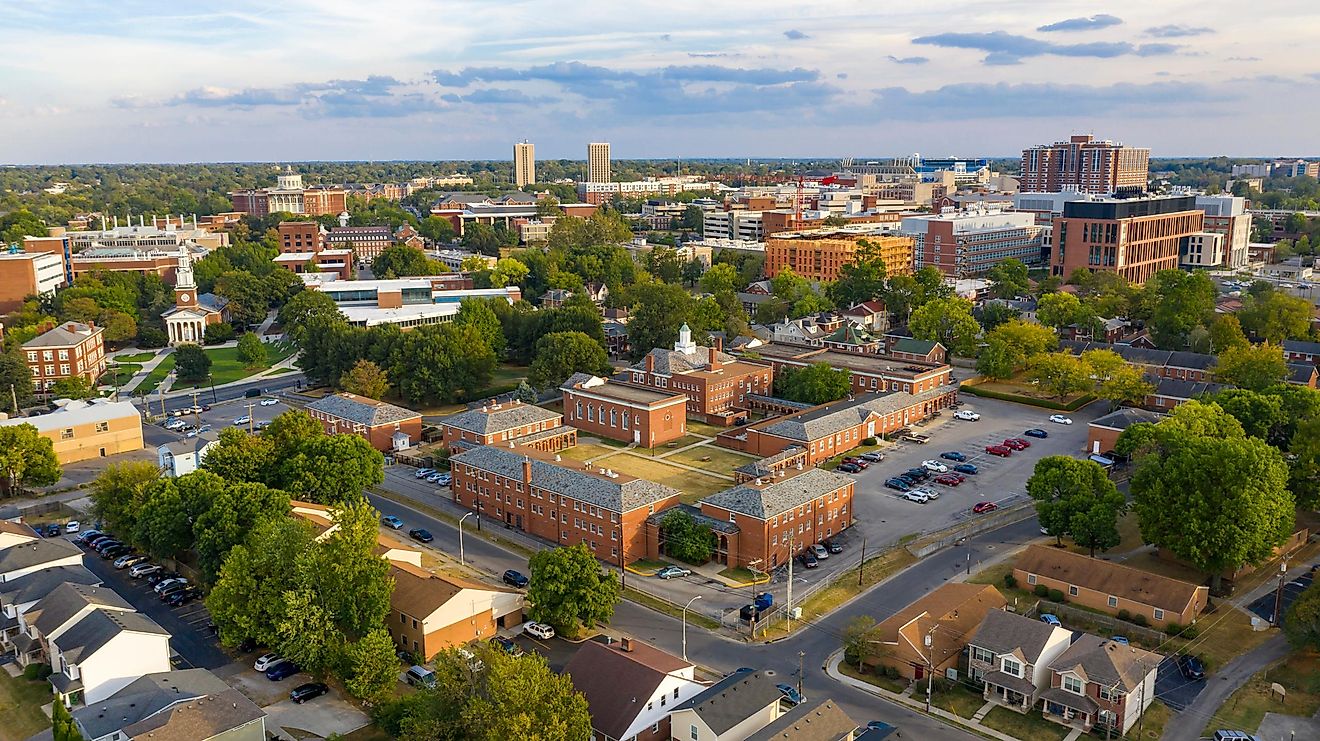 Aerial view of the city of Lexington in Kentucky.