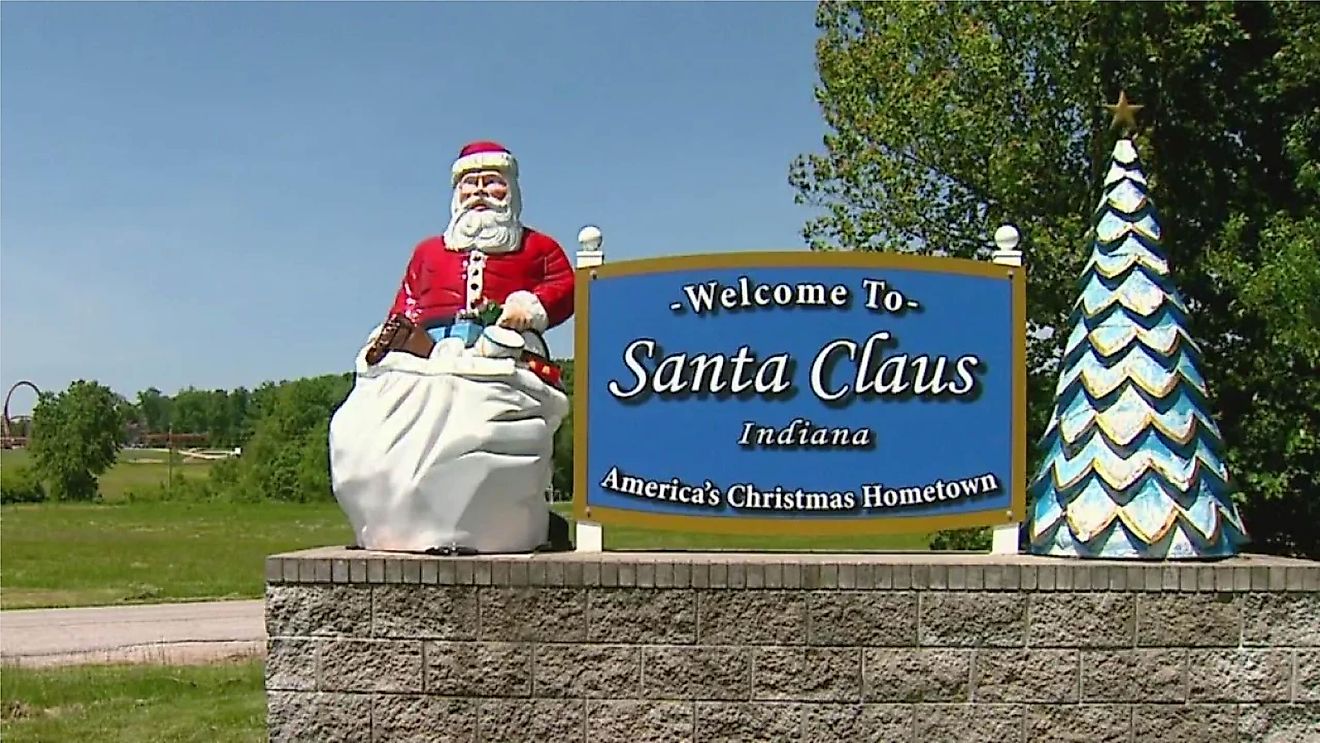 A sign in Santa Claus, Indiana