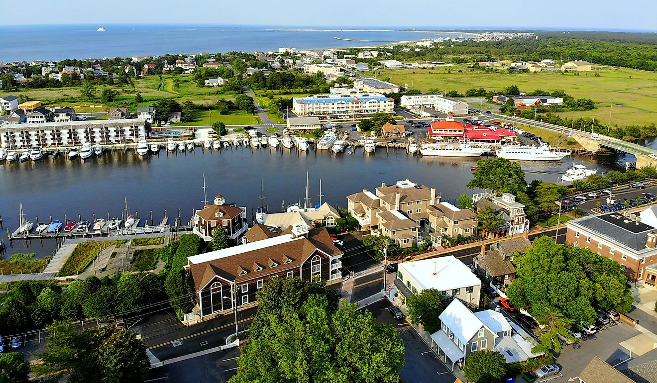 The aerial view of the beach town of Lewes, Delaware. Image credit Khairil Azhar Junos via Shutterstock