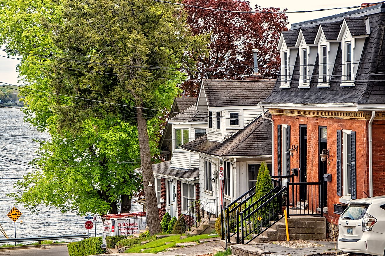 Editorial Photo Credit: JohnInNorthYork via Shutterstock. Brockville, Ontario - May 13, 2024: Street Leading Down to the River
