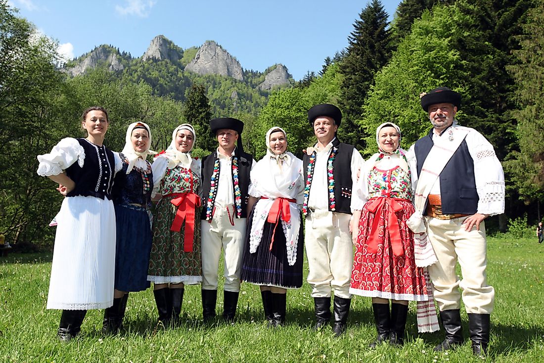 Traditional Slovak clothing at a Folk Dance Festival in Cerveny Klastor, Slovakia. Editorial credit: amnat30 / Shutterstock.com
