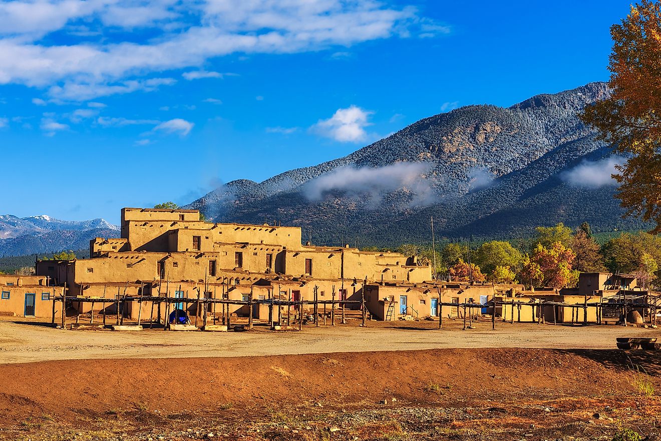 Ancient dwellings of Taos Pueblo in New Mexico.