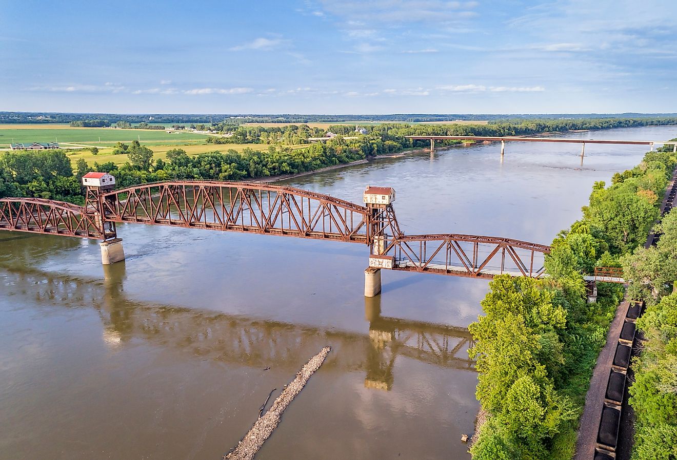 Historic Katy Bridge over the Missouri River at Boonville.