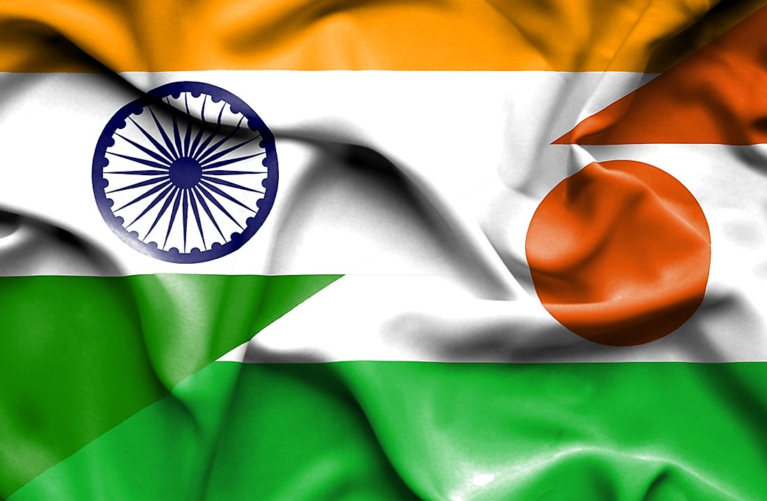 The flag of India, left, and the flag of Niger, right. 
