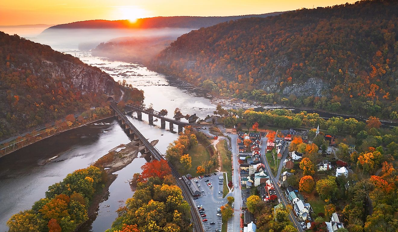 Harpers Ferry, West Virginia, USA on an autumn dawn.
