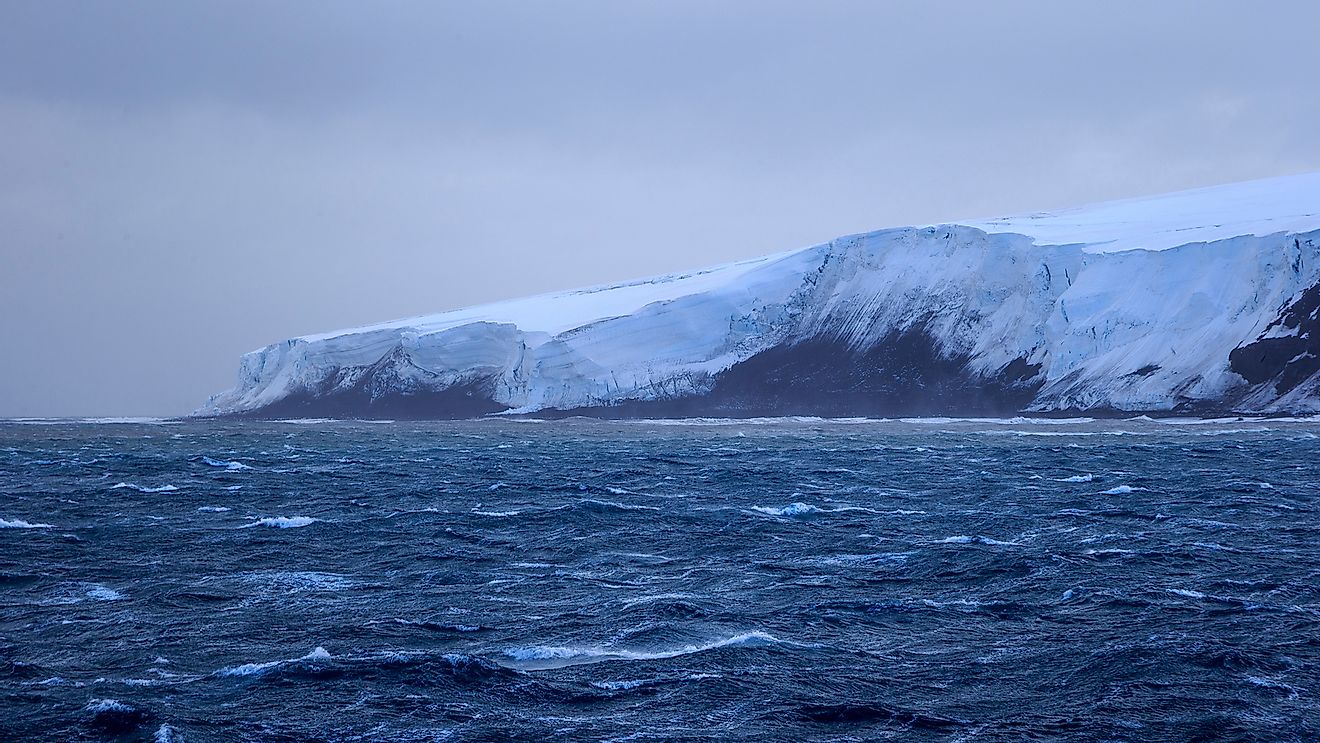 Bouvet Island's ice covered shores.