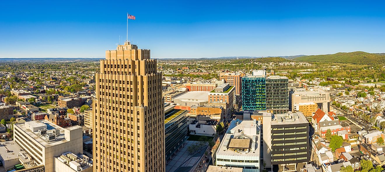 Aerial panorama of Allentown, Pennsylvania