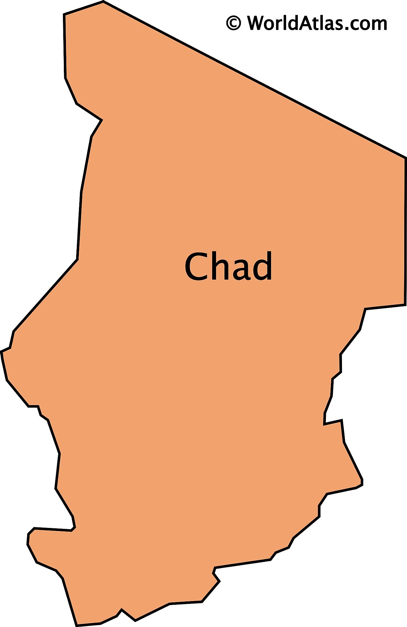 Mapa de contorno de Chad.