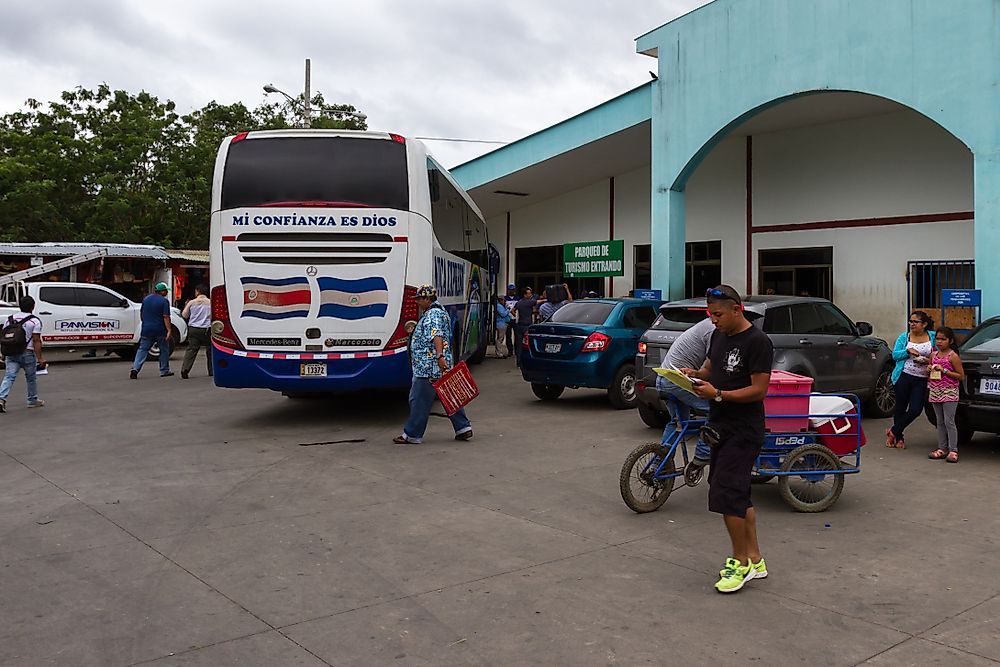 The border crossing between Nicaragua and Costa Rica. Editorial credit: Wollertz / Shutterstock.com.