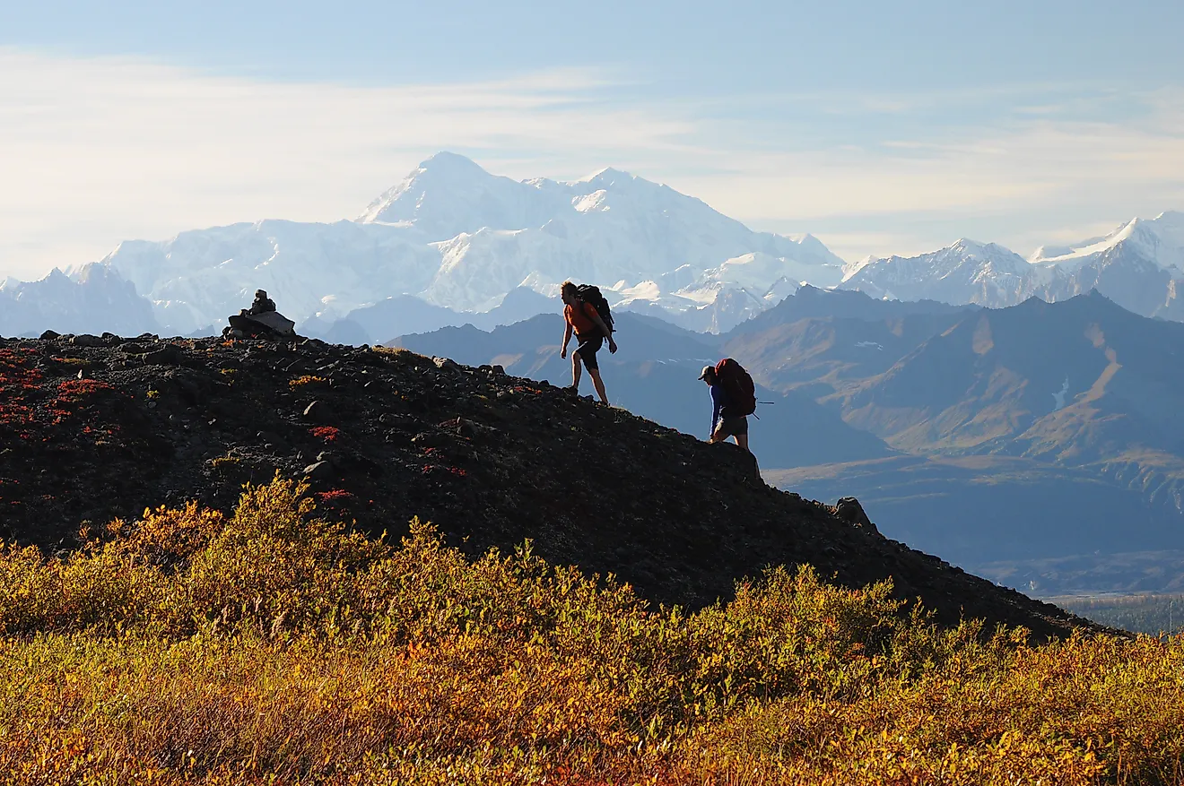 Hiking on K'esugi Ridge. Denali State Park, Alaska