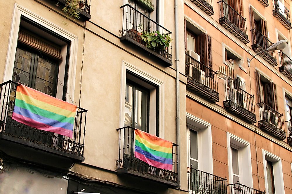 Rainbow flags in Madrid. 