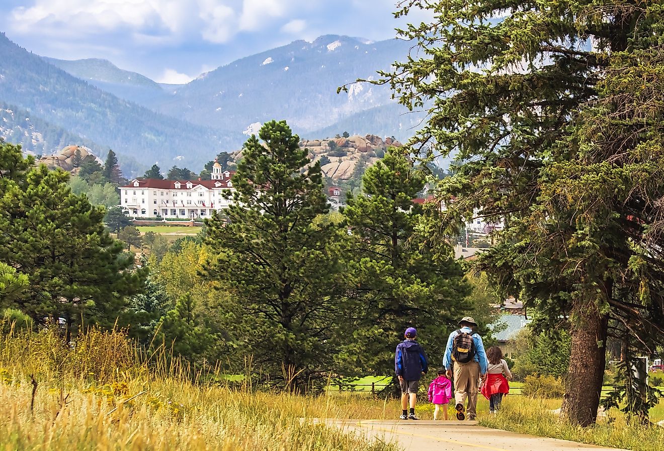 Family hiking near Estes Park, Colorado.