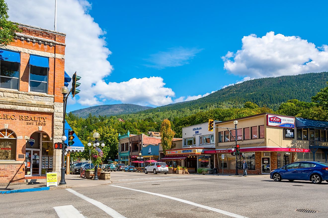 The beautiful town of Nelson, British Columbia, with historical buildings lining the street. Image credit Kirk Fisher via Shutterstock