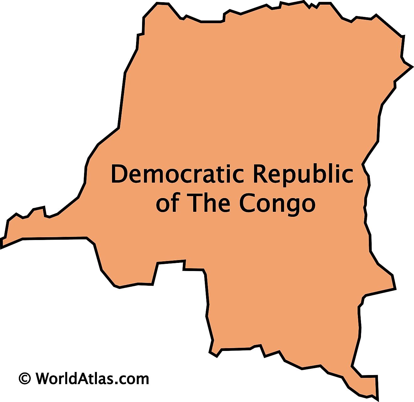 Outline map of the Democratic Republic of Congo