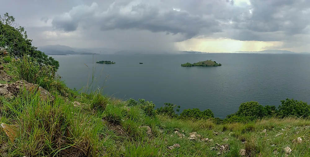 Lake Kivu has massive quantities of carbon dioxide trapped below its depths.