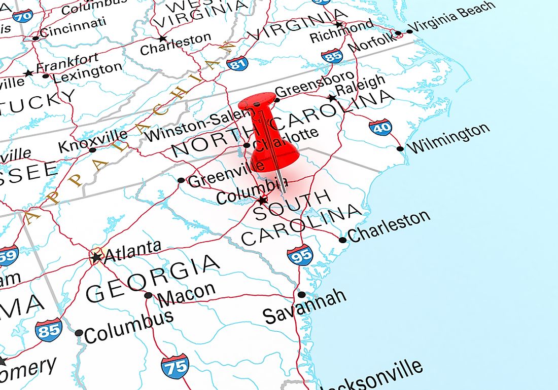 A map showing both North and South Carolina. 