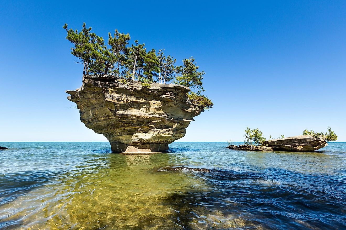 Turnip Rock on Lake Huron in Port Austin Michigan.