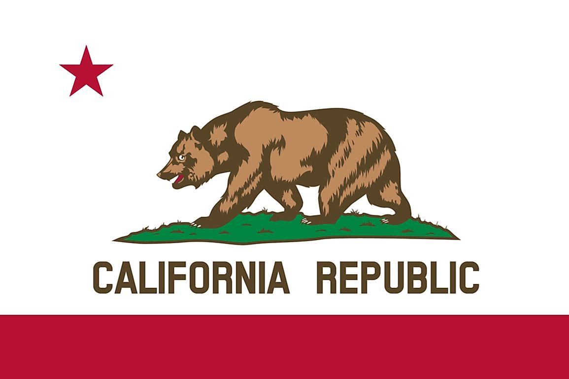 The California state flag features the state animal - the California grizzly bear. 