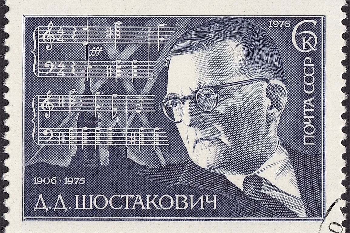 A stamp showing Dmitri Shostakovich. Editorial credit: bissig / Shutterstock.com. 