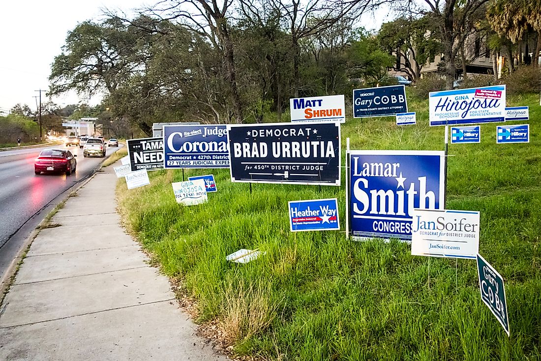 Campaign signs in Austin, Texas. Editorial credit: stock_photo_world / Shutterstock.com