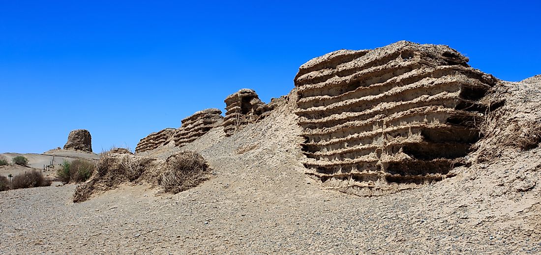 Remains of a wall that was built during the Han Dynasty .