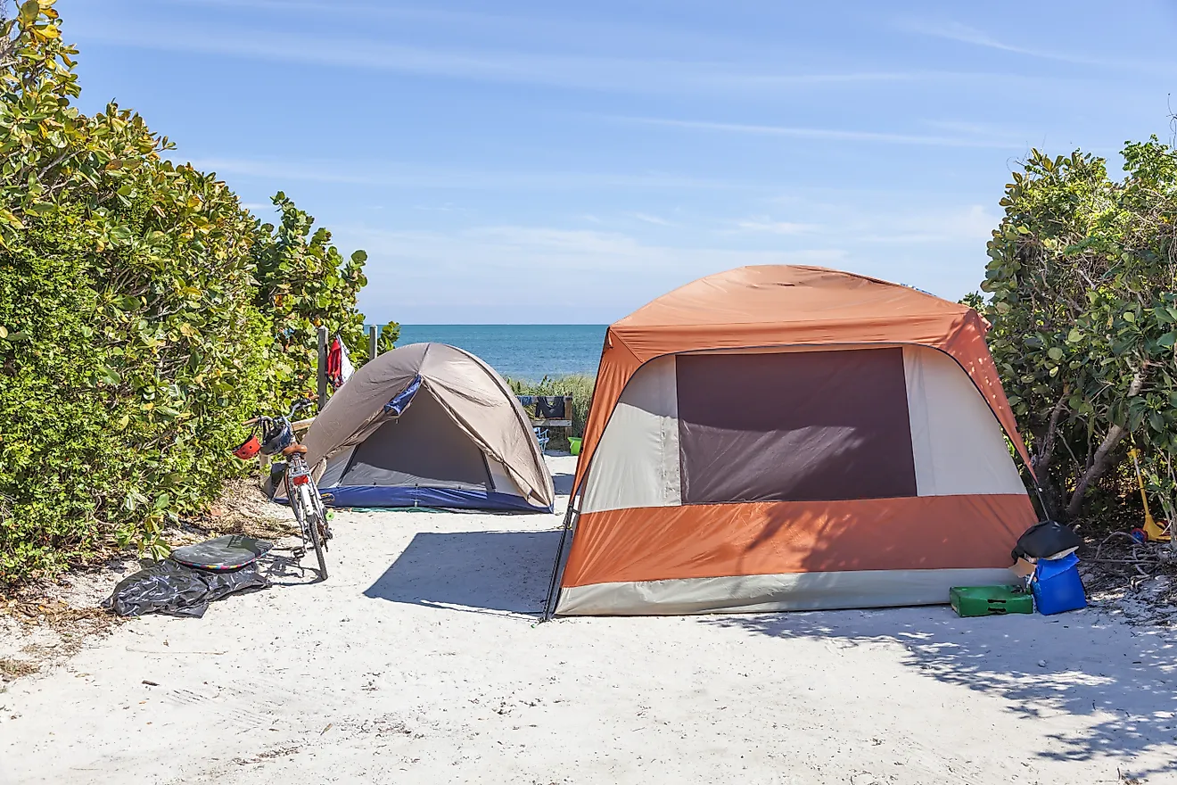 Camping at the beach in Bahia Honda state park, Florida Keys.