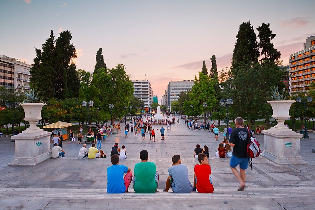 People in Athens, Greece. Editorial credit: Milan Gonda / Shutterstock.com. 