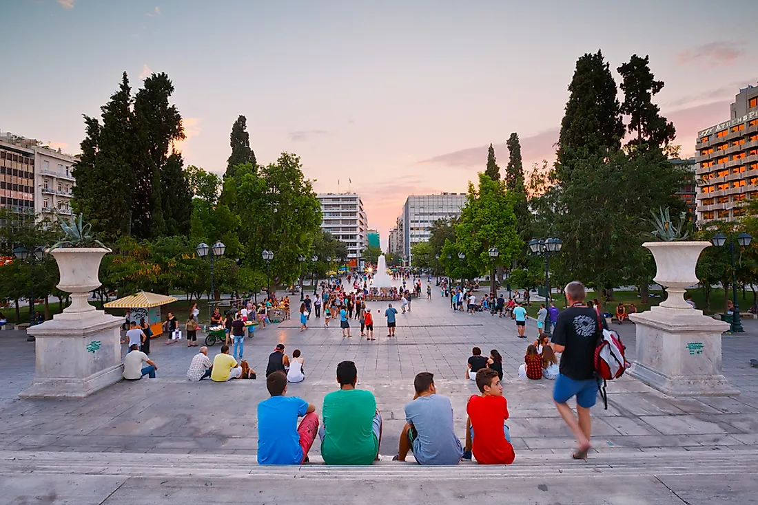 People in Athens, Greece. Editorial credit: Milan Gonda / Shutterstock.com. 